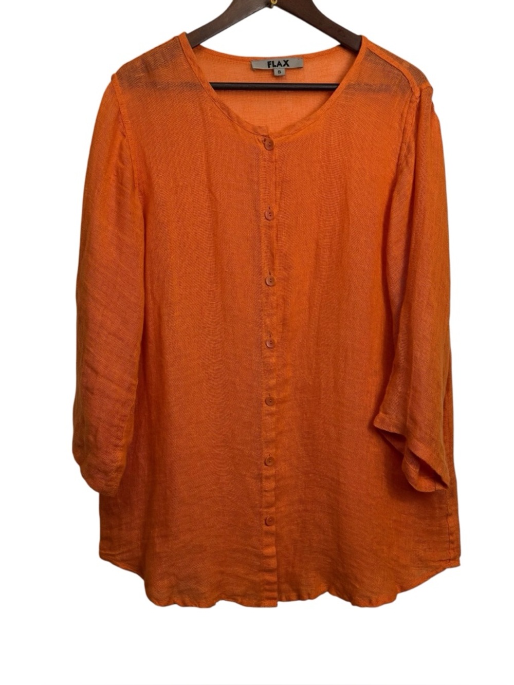 Flax Orange Linen Button-Front Tunic